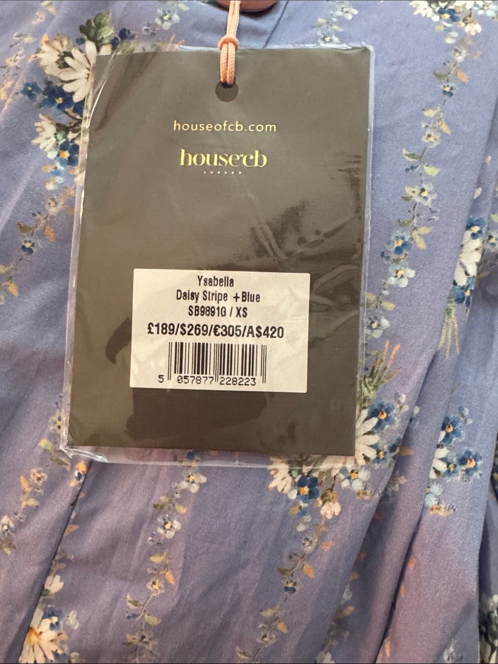 House of CB Ysabelle Lavender Floral Spaghetti-Strap Party Dress - Picture 3 of 3